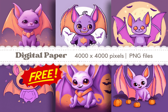 Download 6 Freebie Halloween Bat Digital Paper - Free Collection