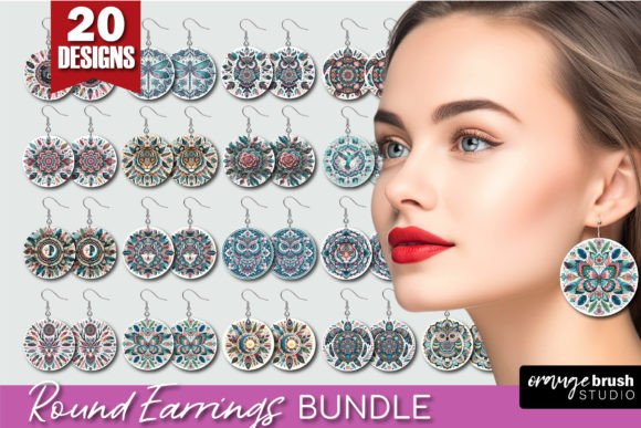 Download Boho Mandala Round Earrings PNG Bundle - Png bundle Collection